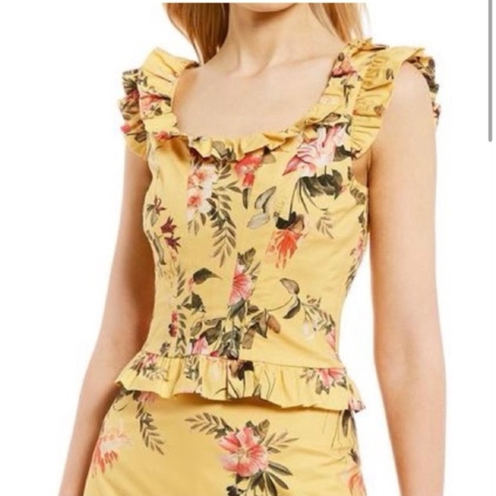 Floral Yellow Ruffle Top & Skirt